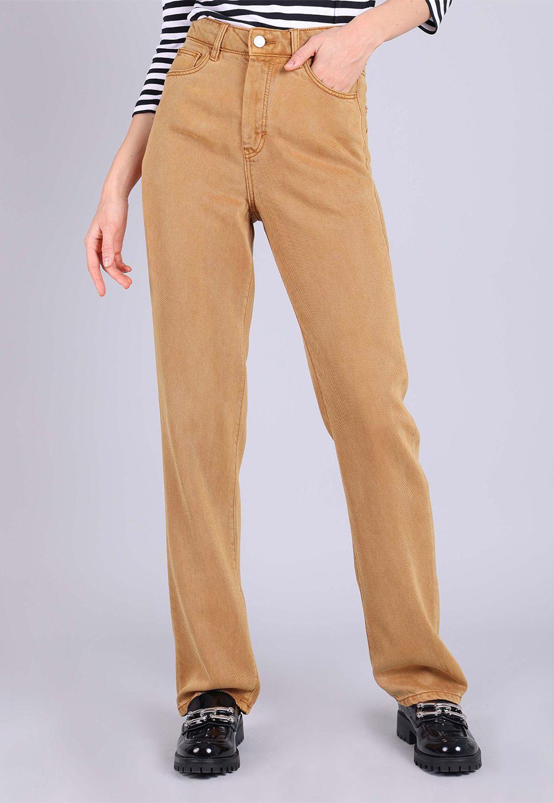 Pantalón corte recto pierna ancha Mujer Esprit Verde musgo-0