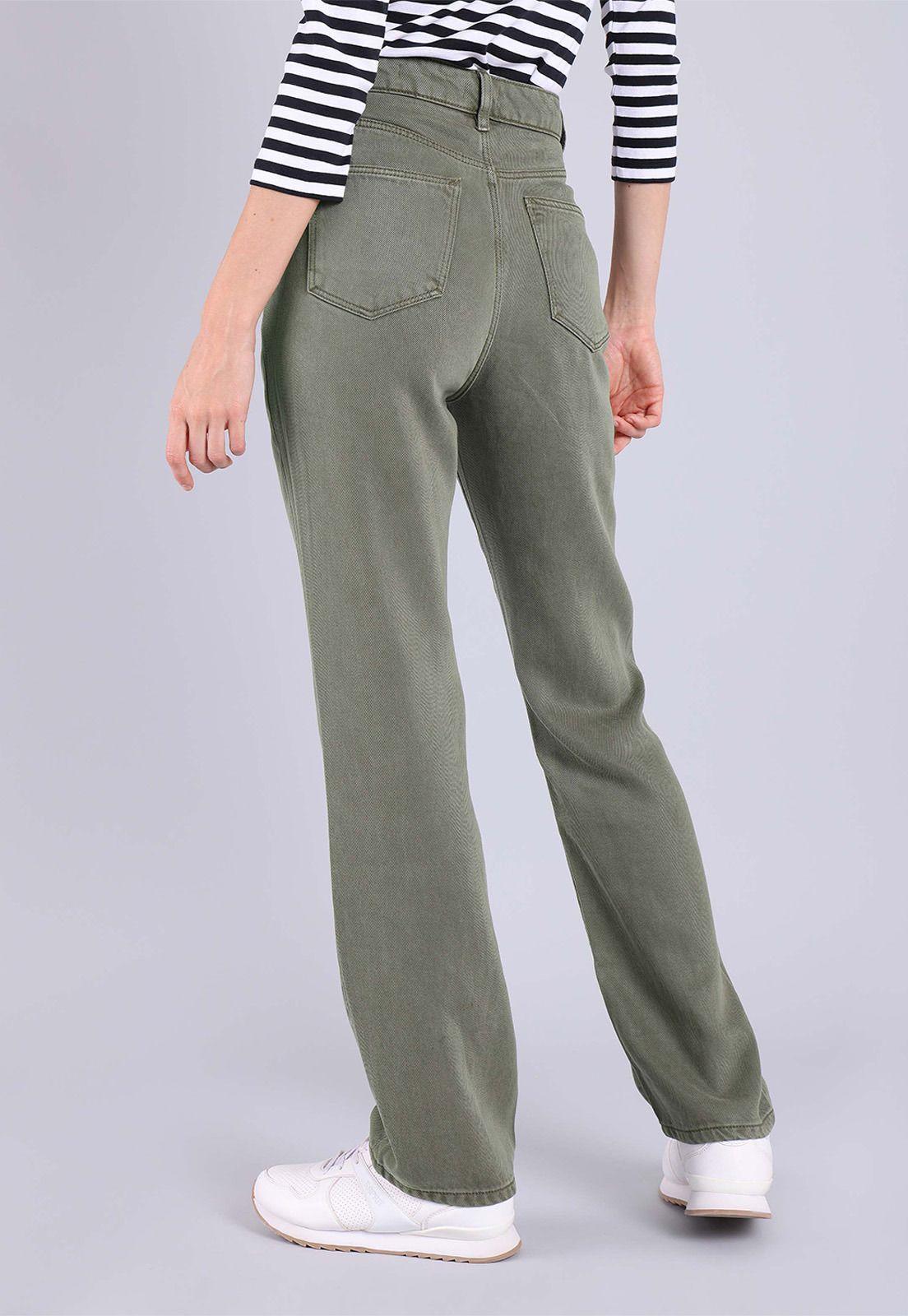 Pantalón corte recto pierna ancha Mujer Esprit Verde musgo-1