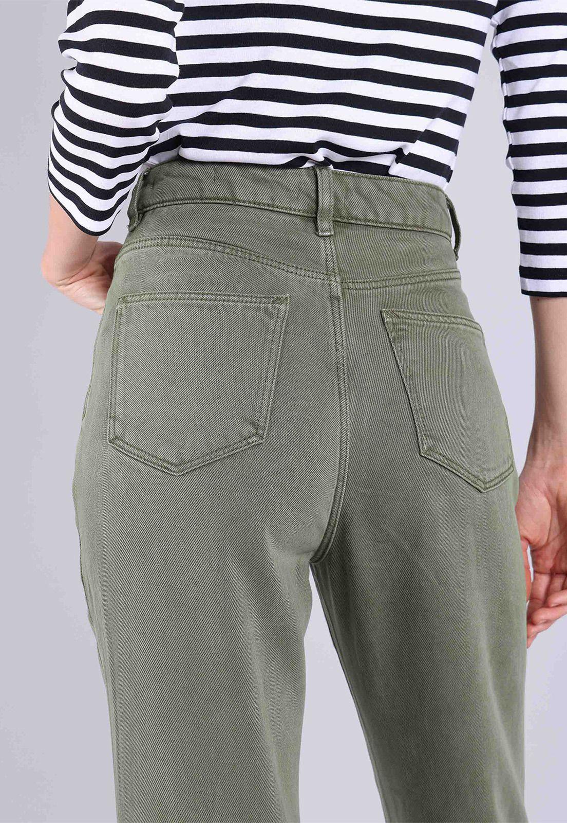 Pantalón corte recto pierna ancha Mujer Esprit Verde musgo-2