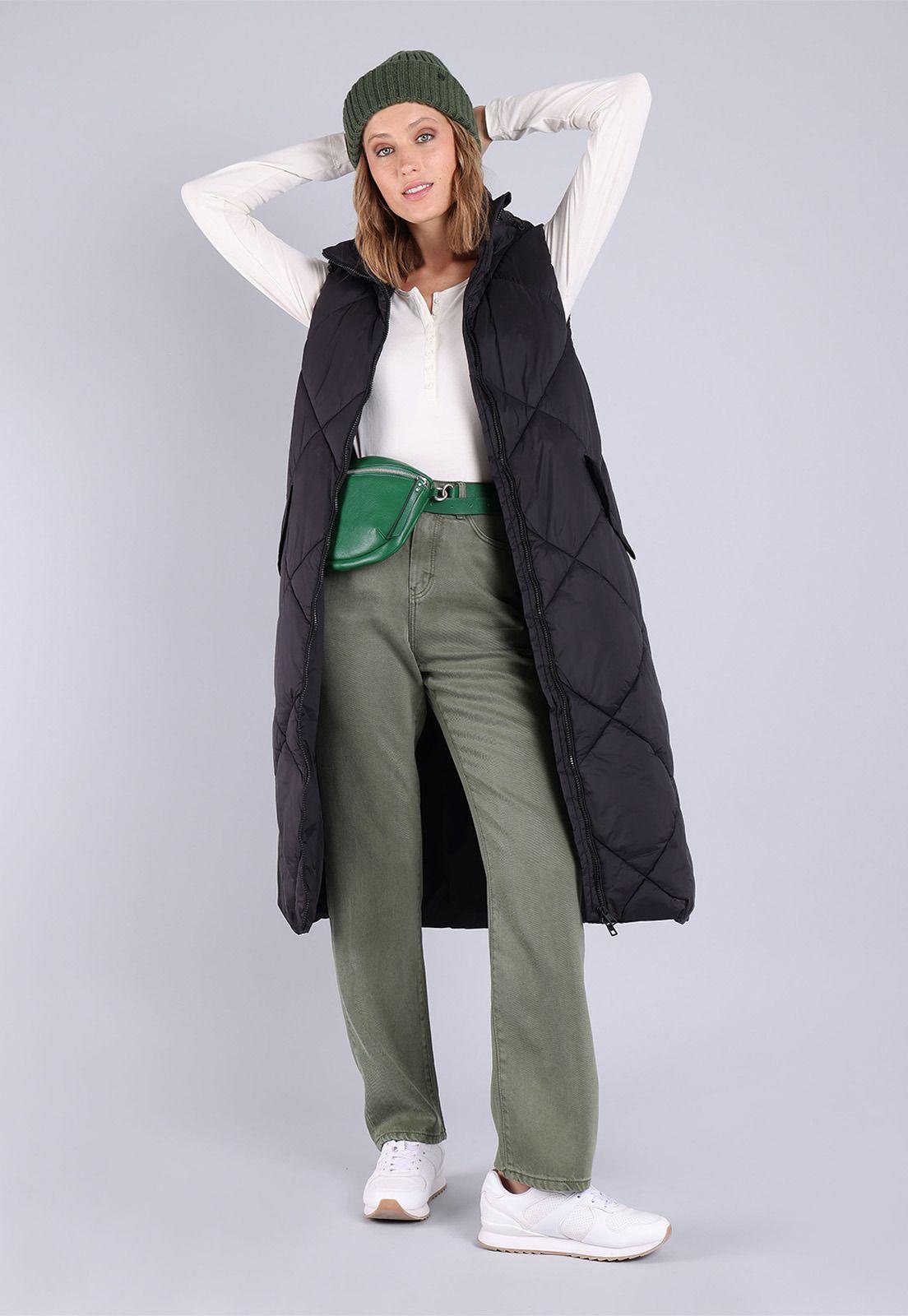 Pantalón corte recto pierna ancha Mujer Esprit Verde musgo-5