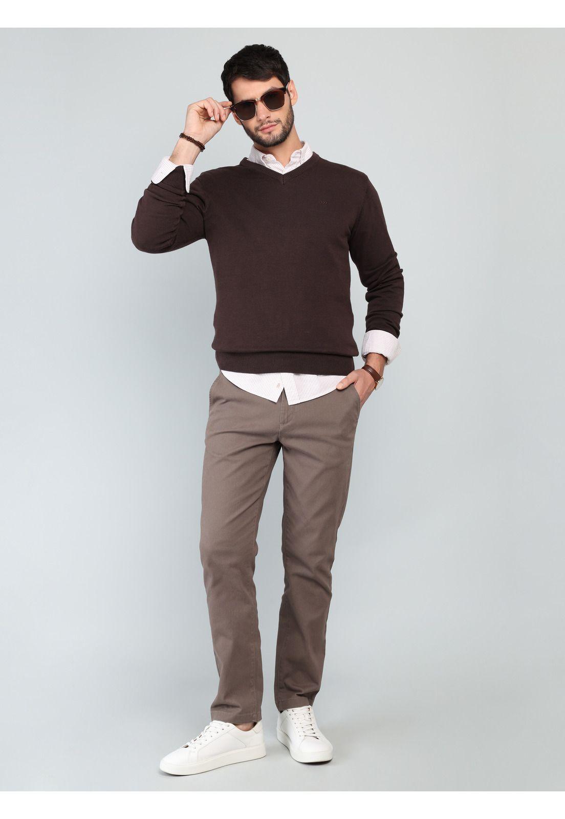 Sweater Cuello V Regular Fit Café Arrow SW33001CA-3