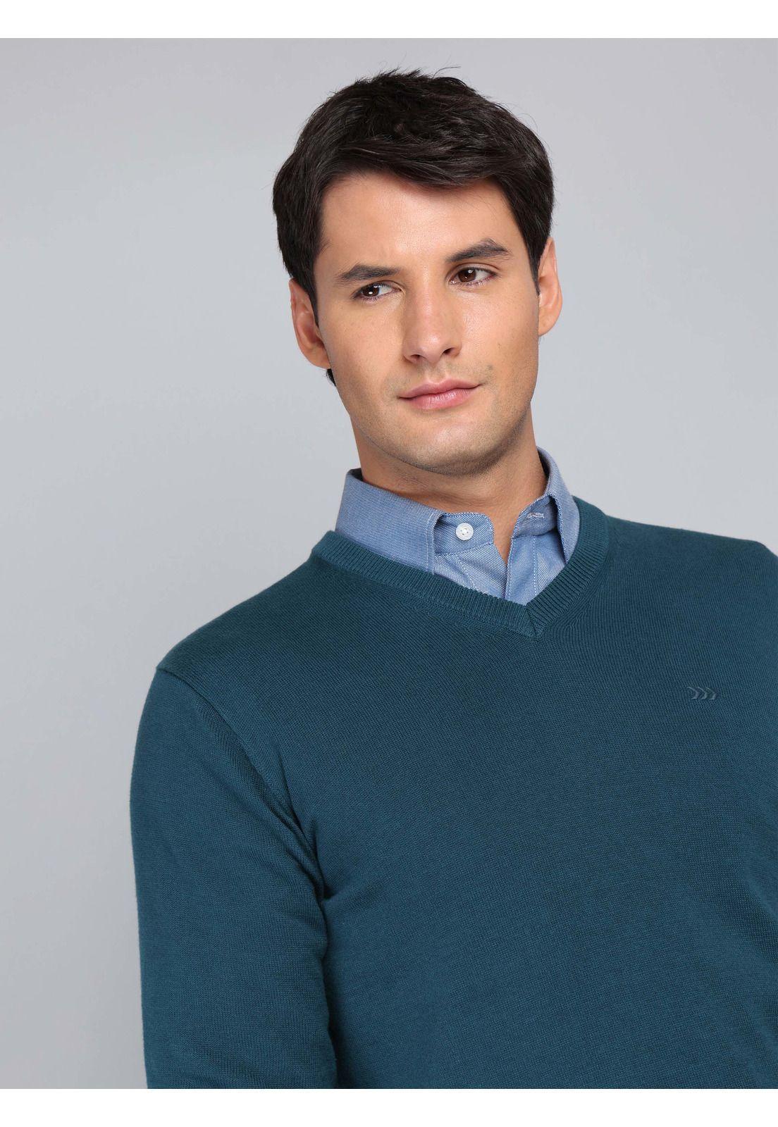 Sweater Cuello V Regular Fit Petróleo Arrow SW33001PE-2