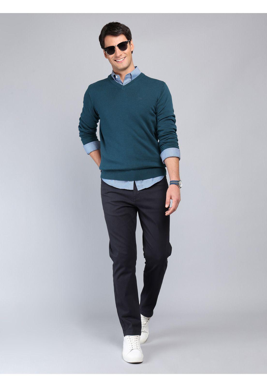 Sweater Cuello V Regular Fit Petróleo Arrow SW33001PE-4