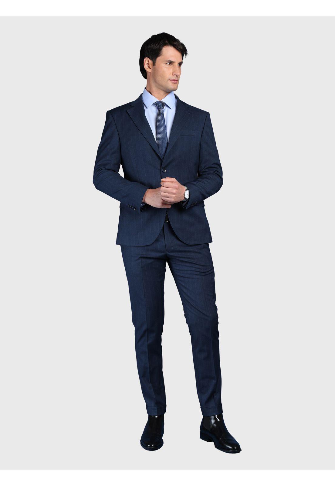 Traje A Rayas Spandex Slim Fit Azul Arrow AMI3326AZ-0