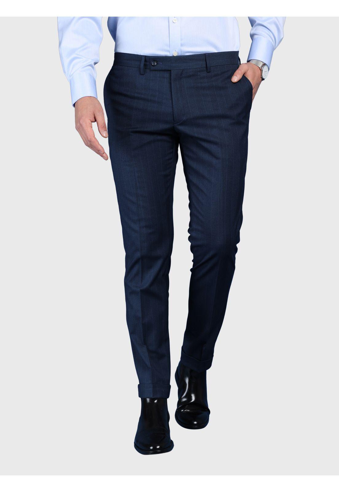 Traje A Rayas Spandex Slim Fit Azul Arrow AMI3326AZ-6