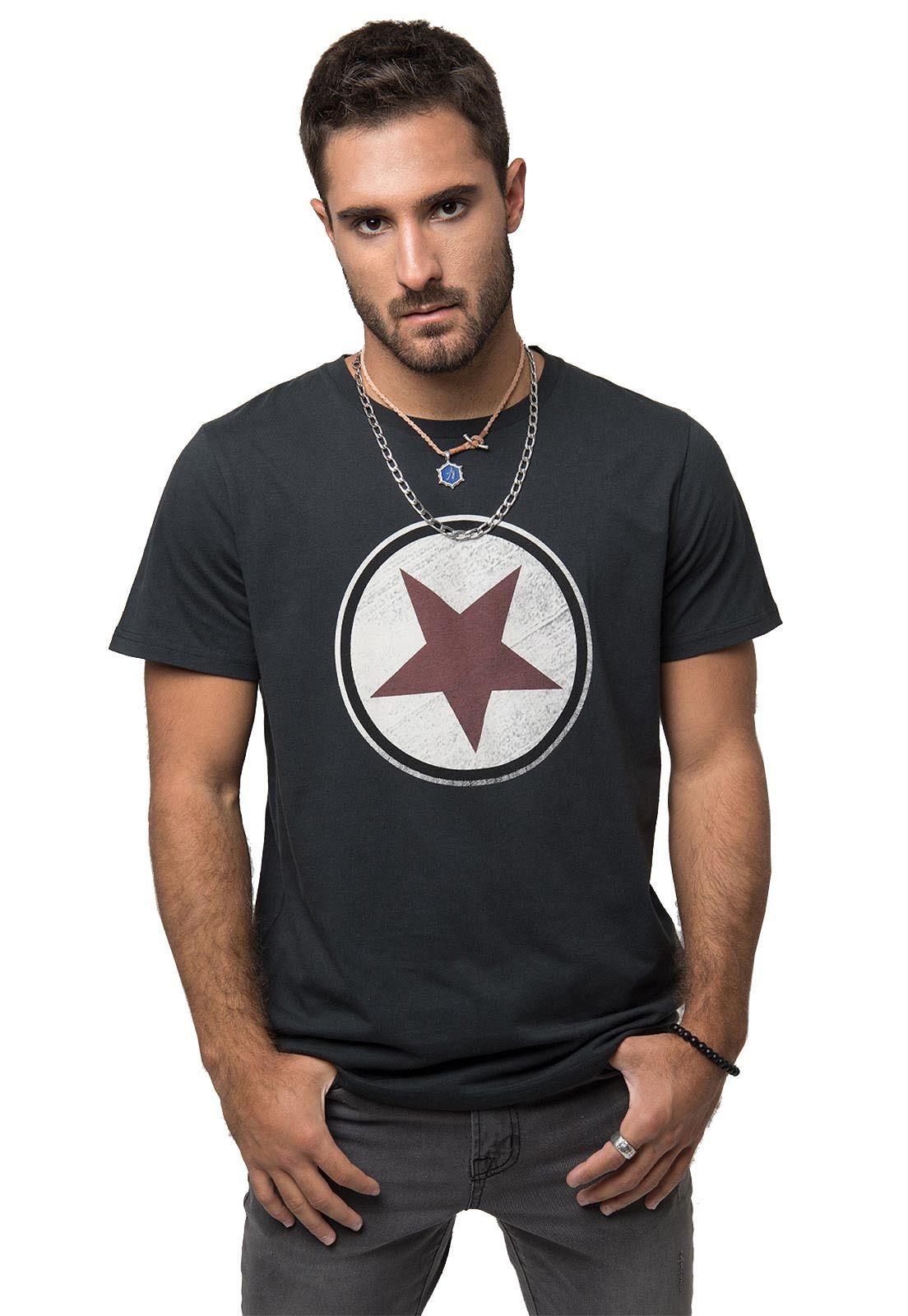 Polera Estampada Manga Corta Azul Soviet-0