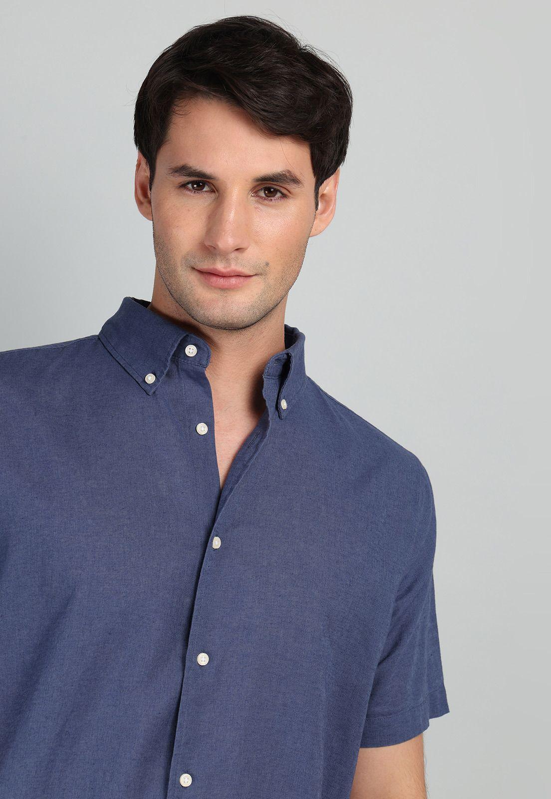 Camisa De Lino y Algodón Arrow CM32058AZ-2