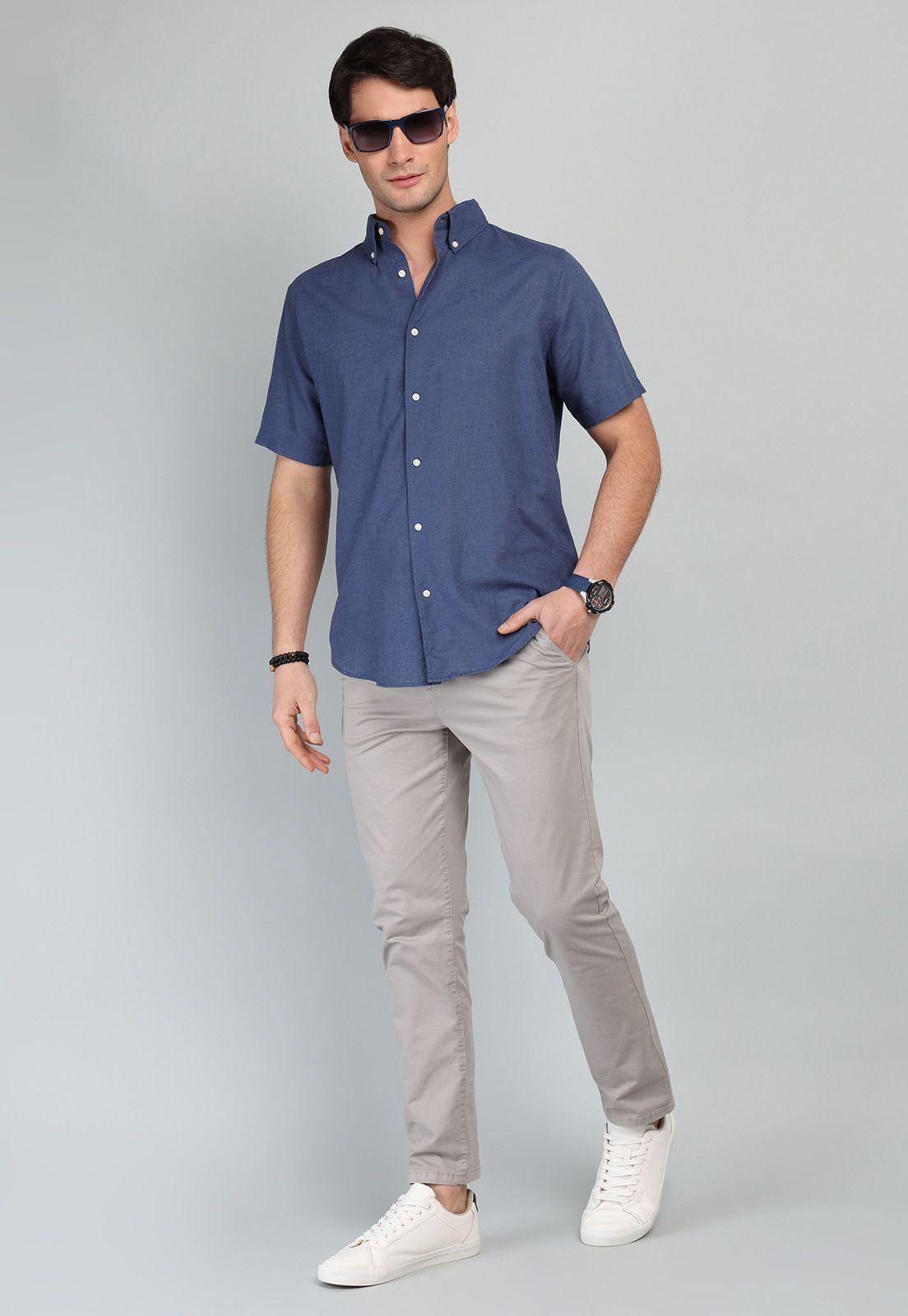 Camisa De Lino y Algodón Arrow CM32058AZ-3