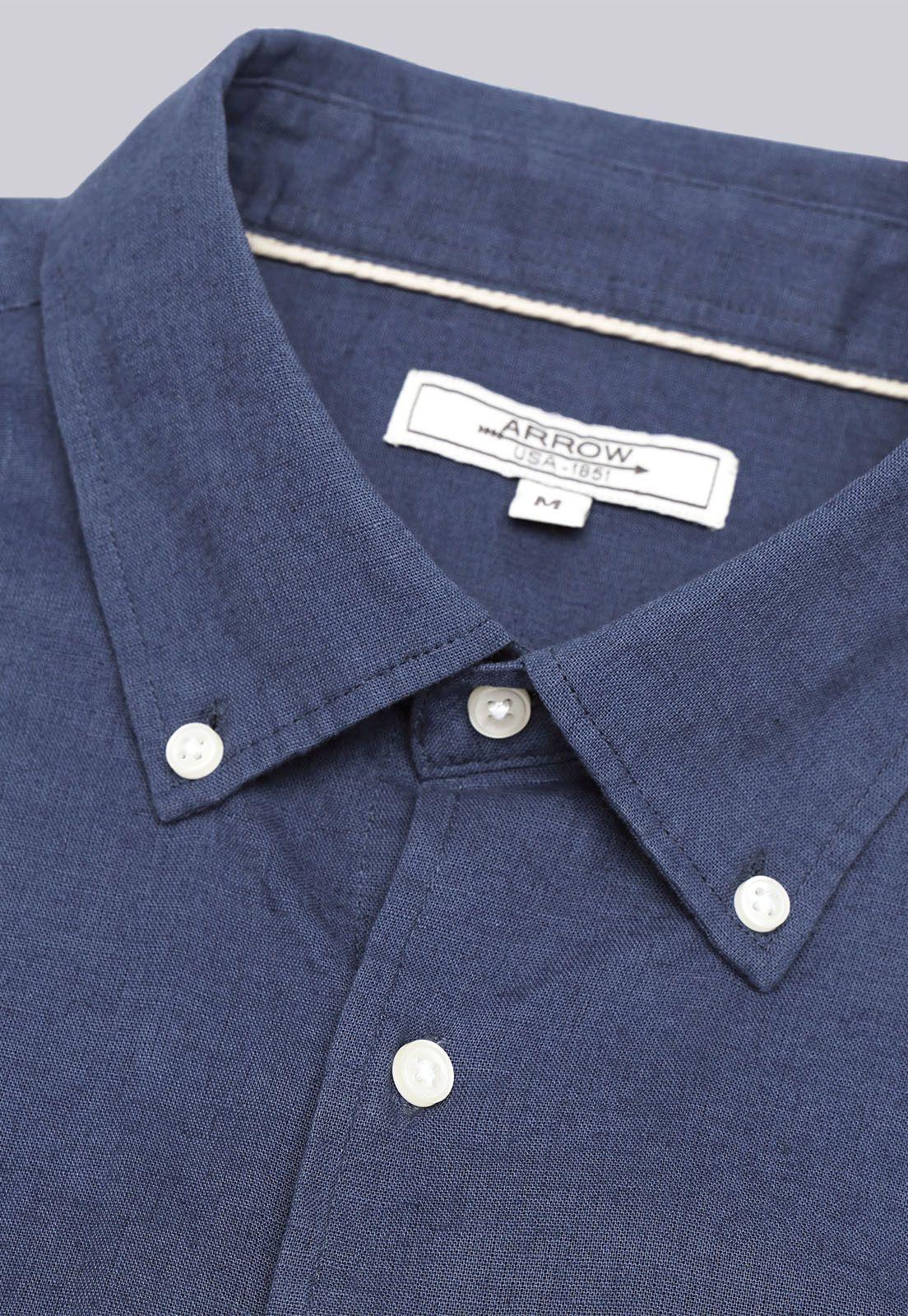 Camisa De Lino y Algodón Arrow CM32058AZ-4