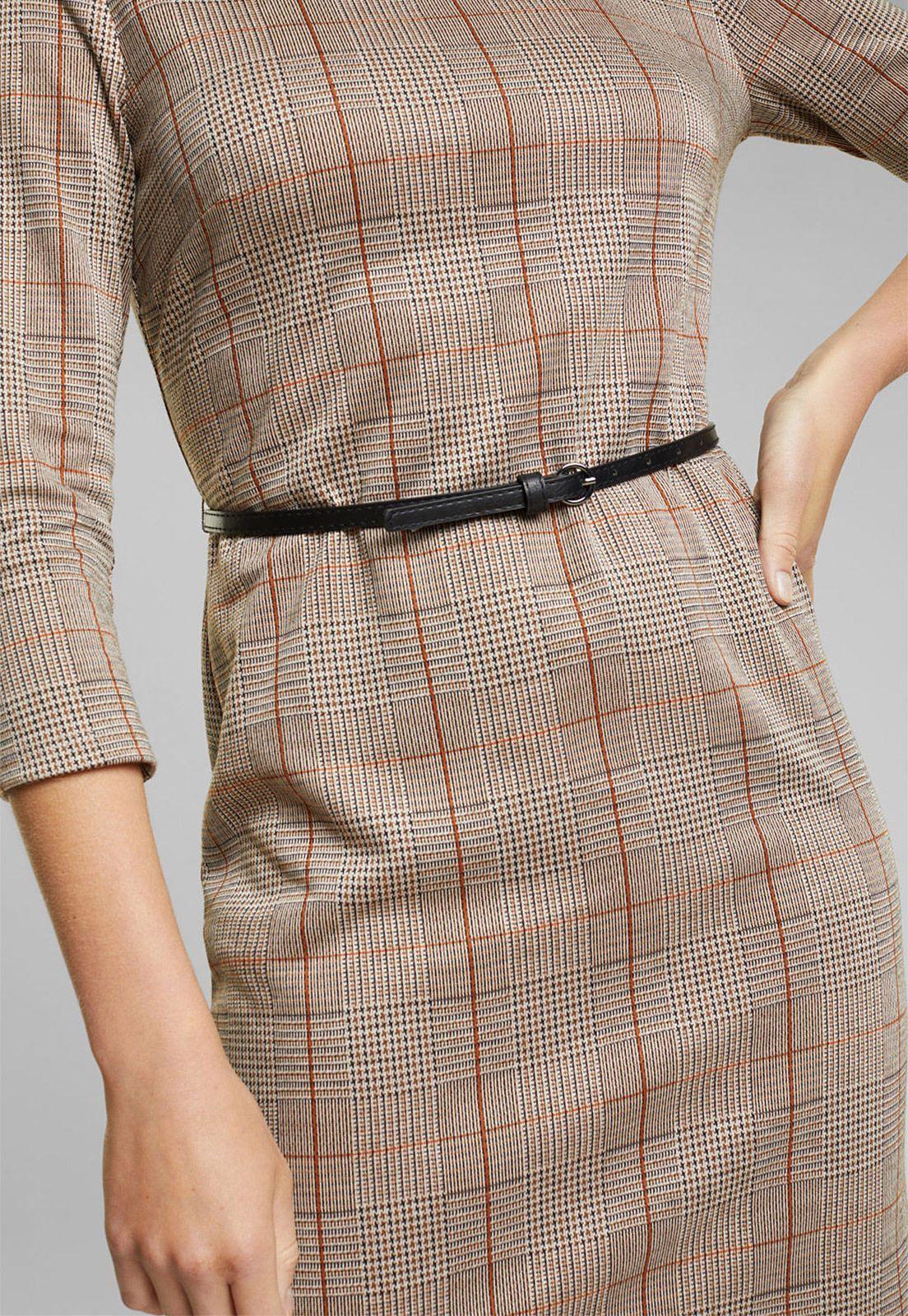 Vestido Midi A Cuadros Con Cinturón Esprit-2
