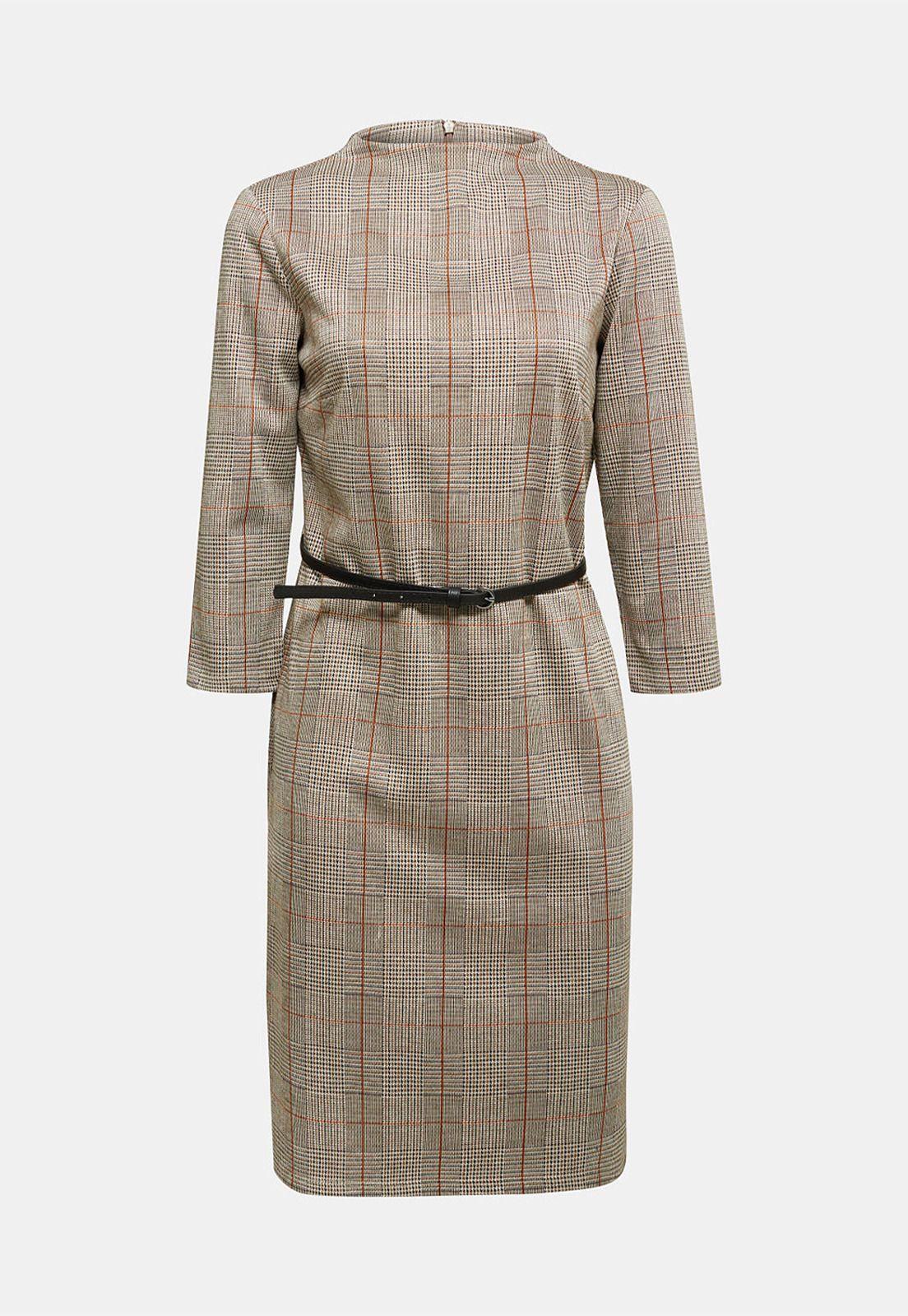 Vestido Midi A Cuadros Con Cinturón Esprit-3