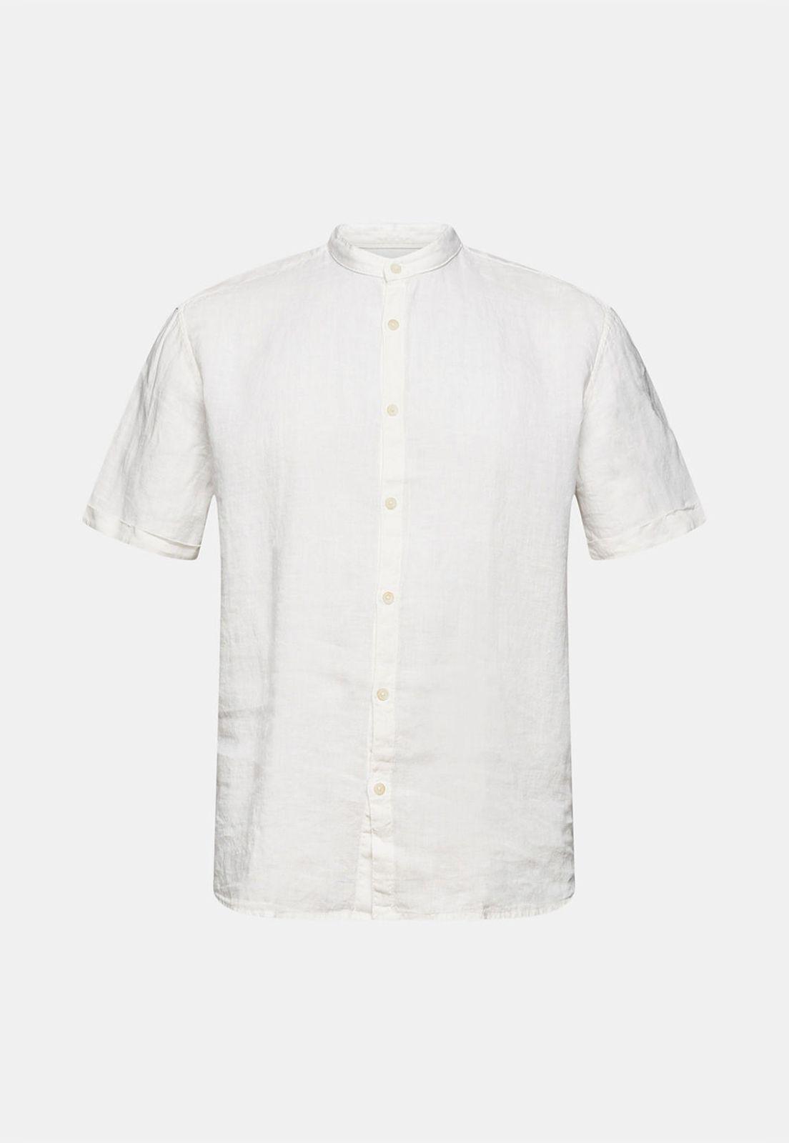 Camisa Con Cuello Mao En 100 % Lino Esprit Khaki-3