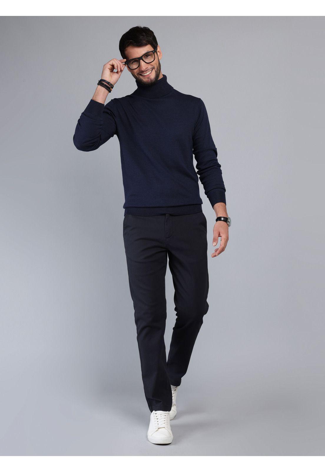 Sweater Cuello Alto Regular Fit Azul Marino Arrow SW33092NB-3