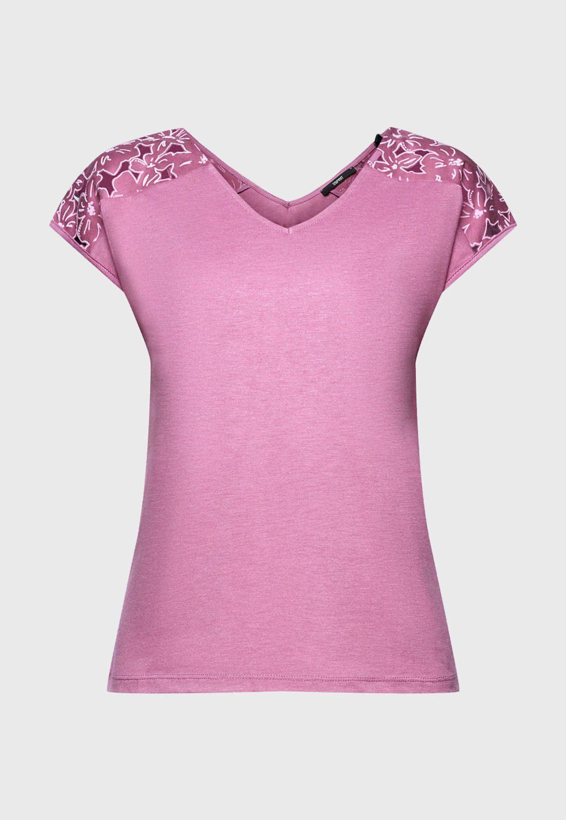 Polera Con Diseño De Efecto Devoré Mujer Esprit Violeta-3