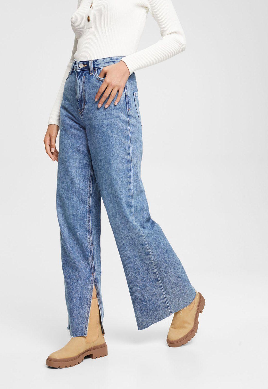 Jeans De Pierna Ancha Mujer Esprit-0