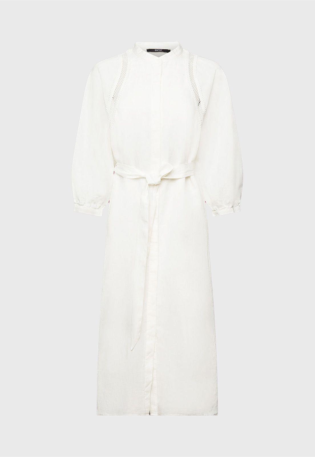 Vestido En Tejido De Lino Con Lazo Mujer Esprit-3