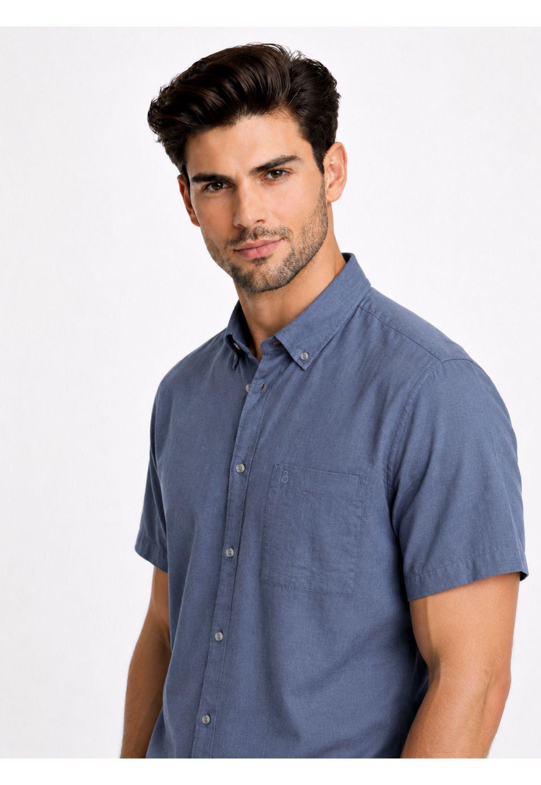 Camisa Lino-Algodón Regular Fit Azul Piero Butti PBDVF62AL-2