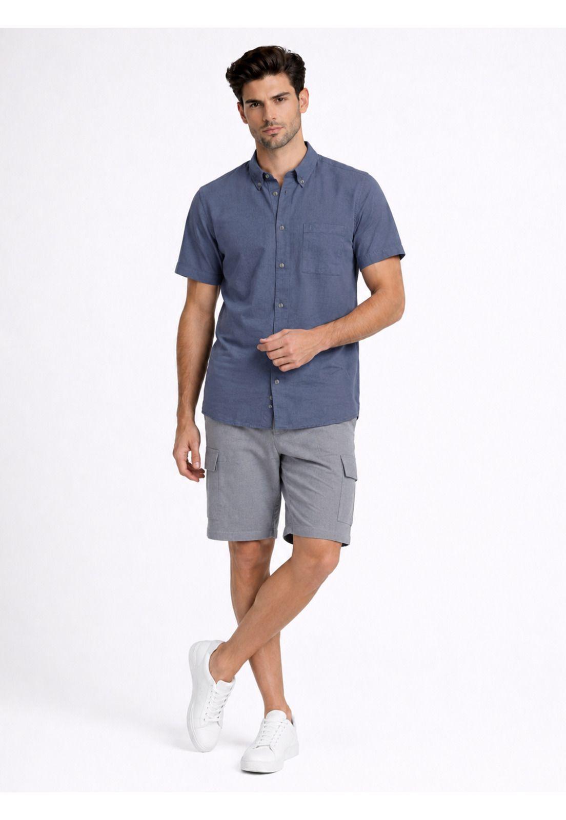 Camisa Lino-Algodón Regular Fit Azul Piero Butti PBDVF62AL-3