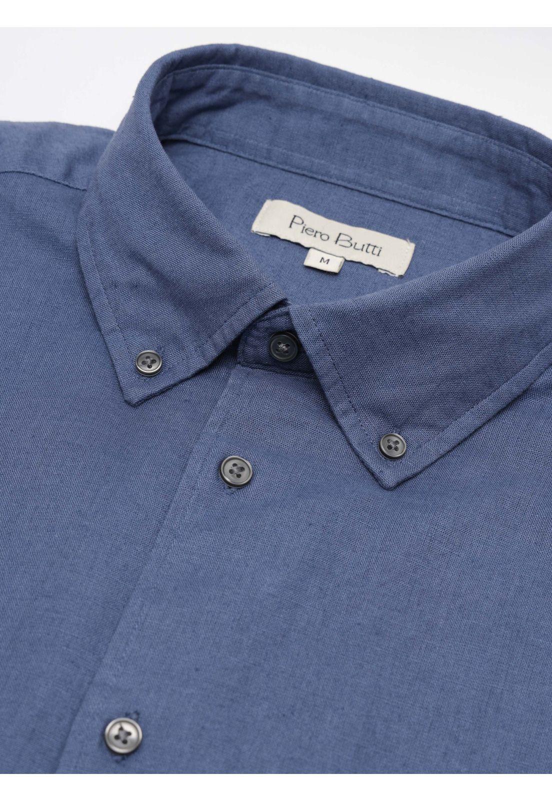 Camisa Lino-Algodón Regular Fit Azul Piero Butti PBDVF62AL-4