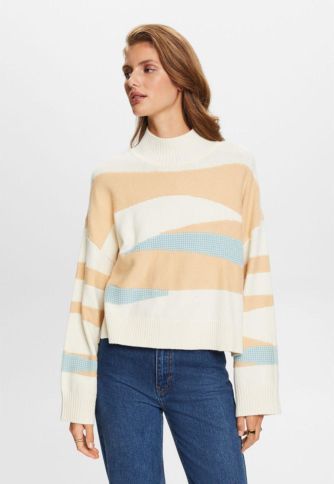 Sweater Jacquard De Cuello Alto Mujer Esprit-0