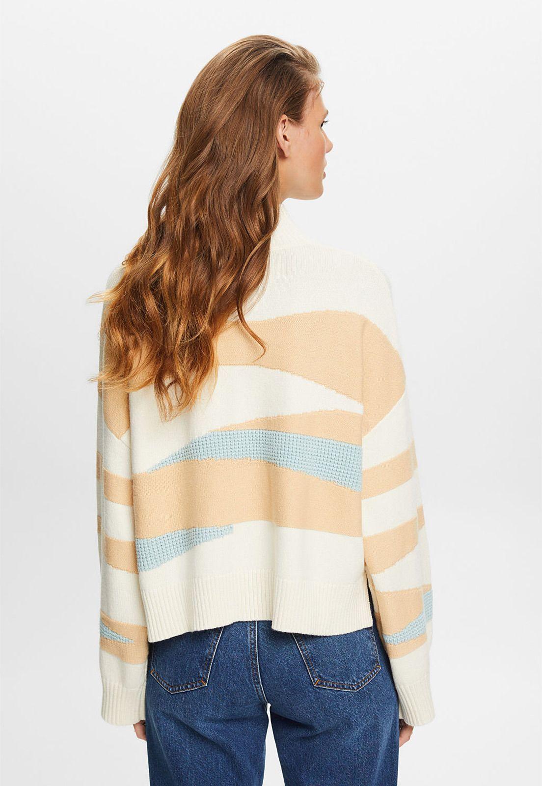 Sweater Jacquard De Cuello Alto Mujer Esprit-1