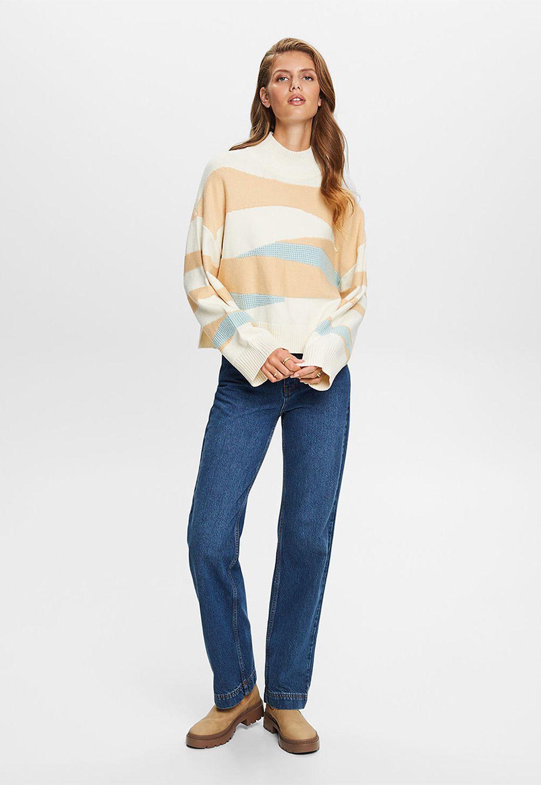 Sweater Jacquard De Cuello Alto Mujer Esprit-3