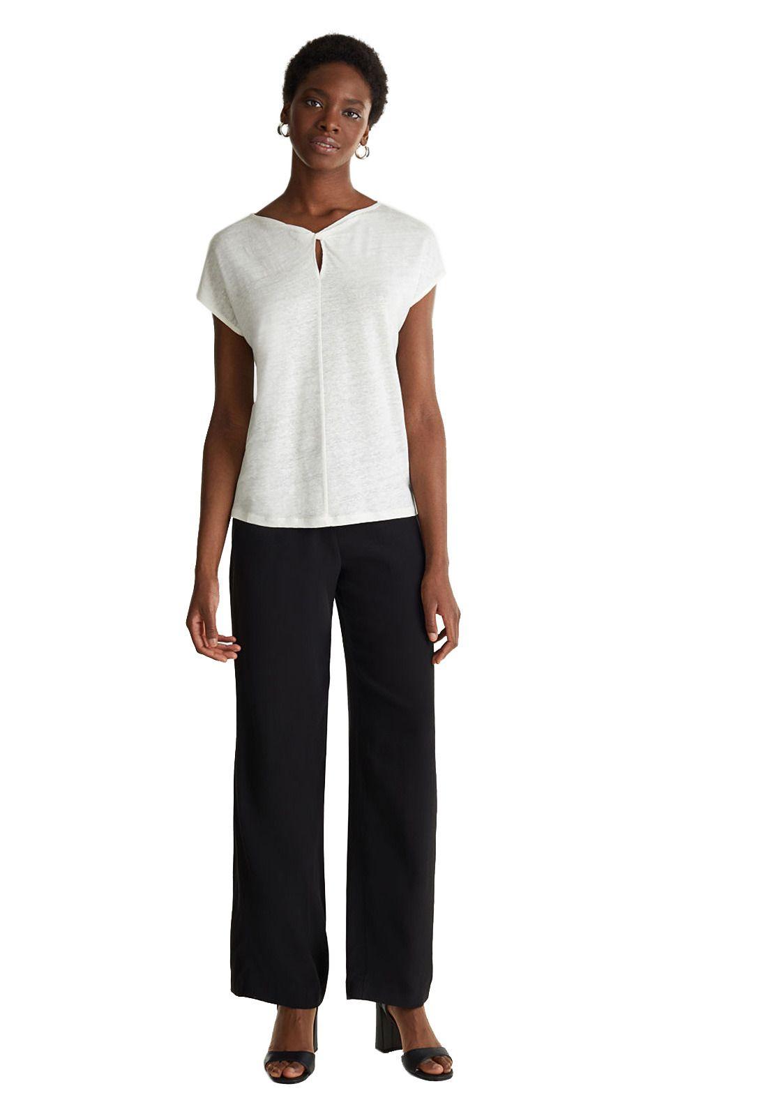 En lino: Polera drapeada-0