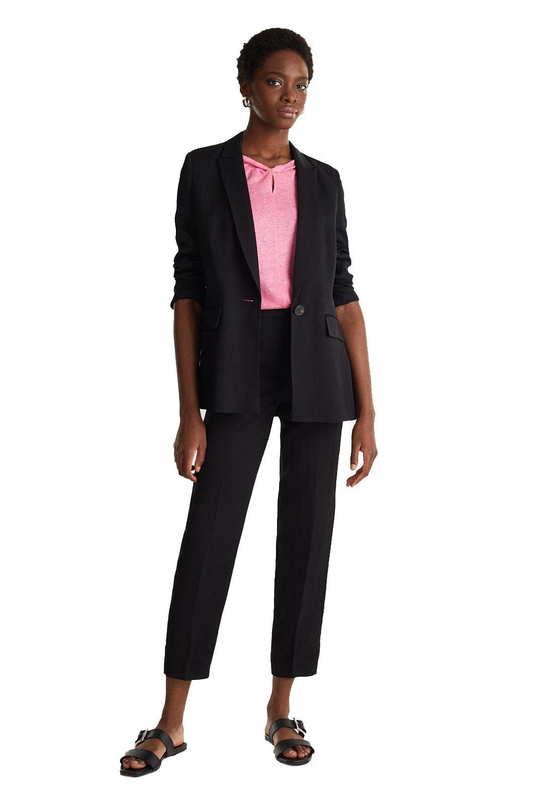 En lino: Polera drapeada-4