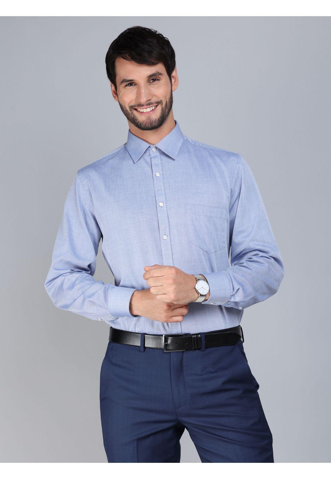 Camisa Formal Texturada Slim Fit Azul Arrow ARM0526AZ-0