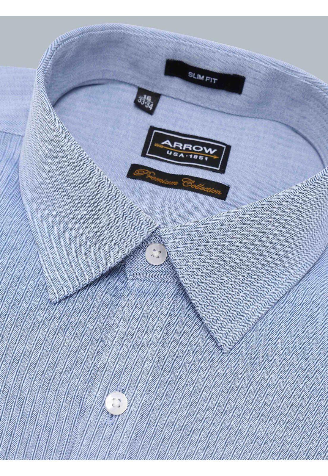 Camisa Formal Texturada Slim Fit Azul Arrow ARM0526AZ-1