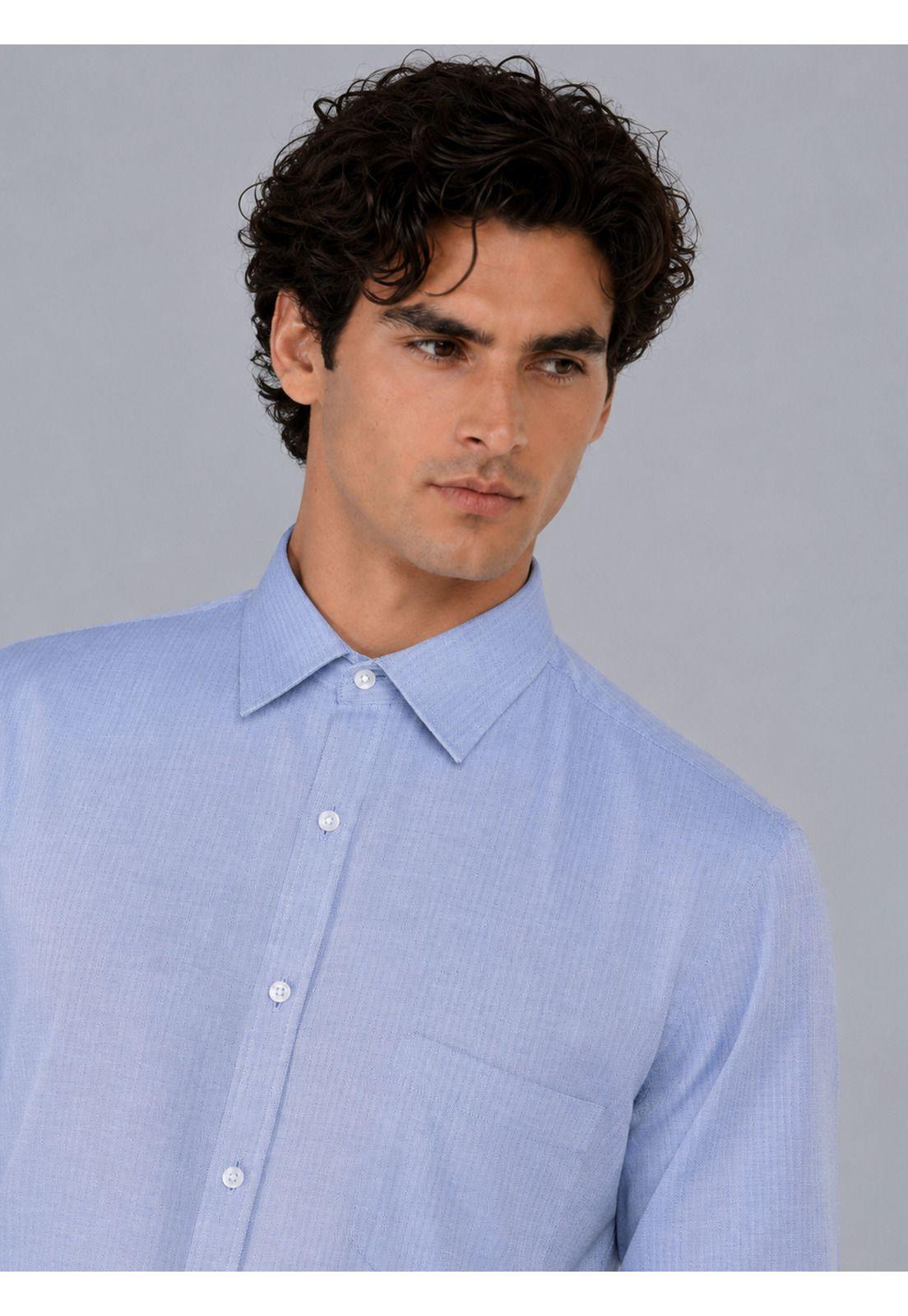 Camisa Formal Texturada Slim Fit Azul Arrow ARM0526AZ-3
