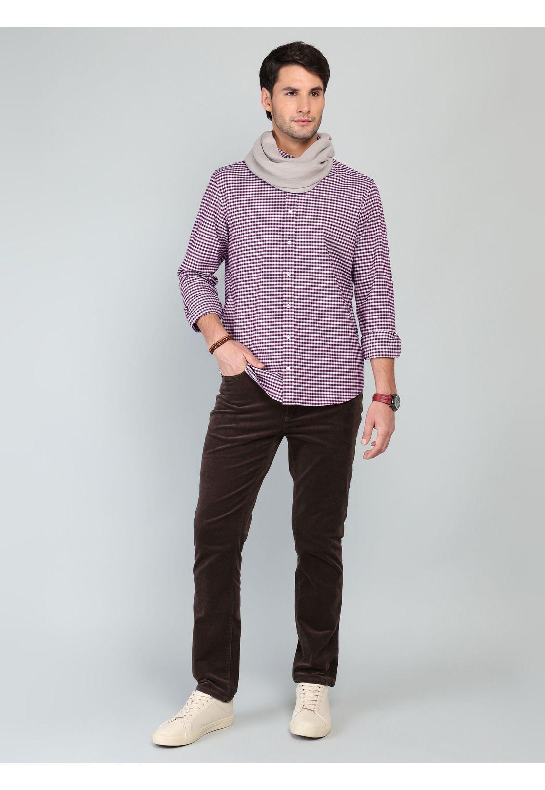 Camisa Oxford Spandex Regular Fit Burdeo Arrow CM33015BU-3