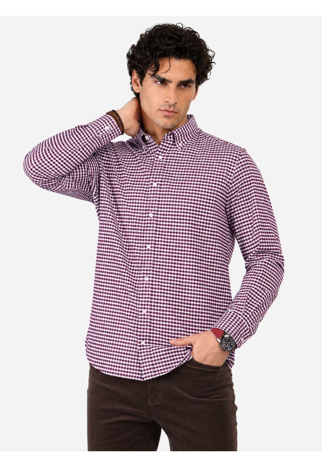 Camisa Oxford Spandex Regular Fit Burdeo Arrow CM33015BU-0