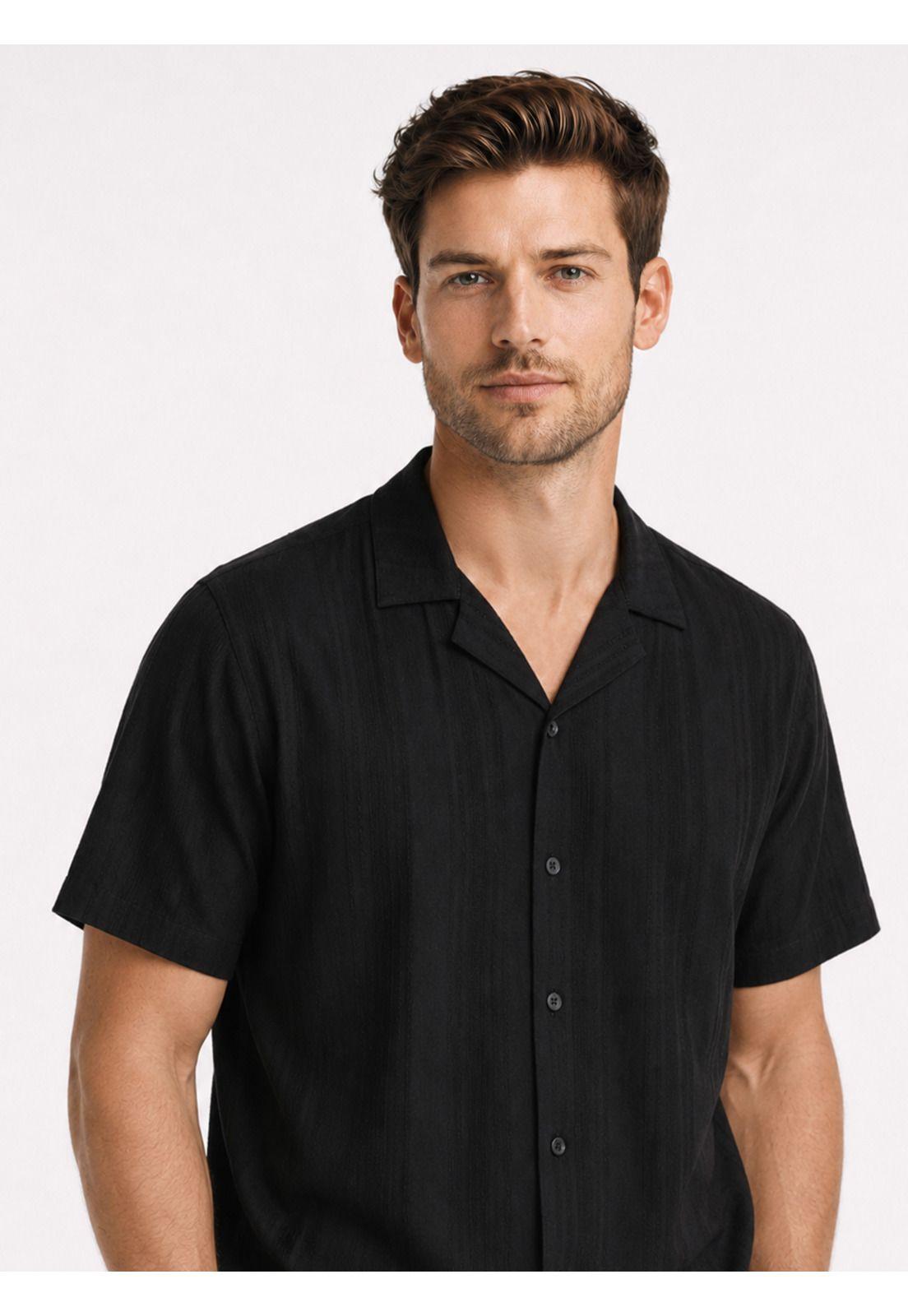 Camisa Texturada Regular Fit Negro Arrow CM34022NE-2