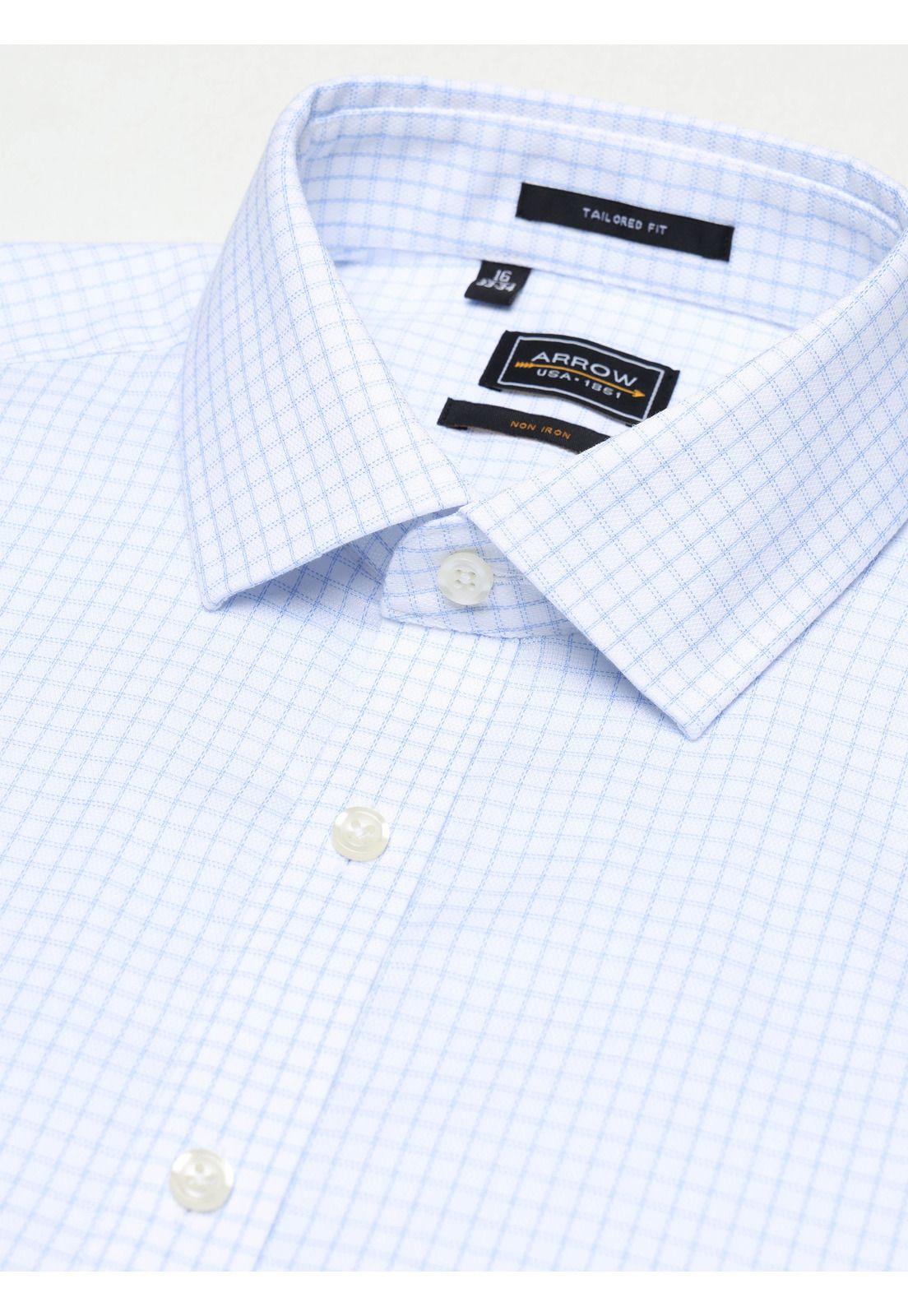 Camisa Formal Cuadros Non Iron Tailored Fit Blanco Arrow ARM0497BL-3