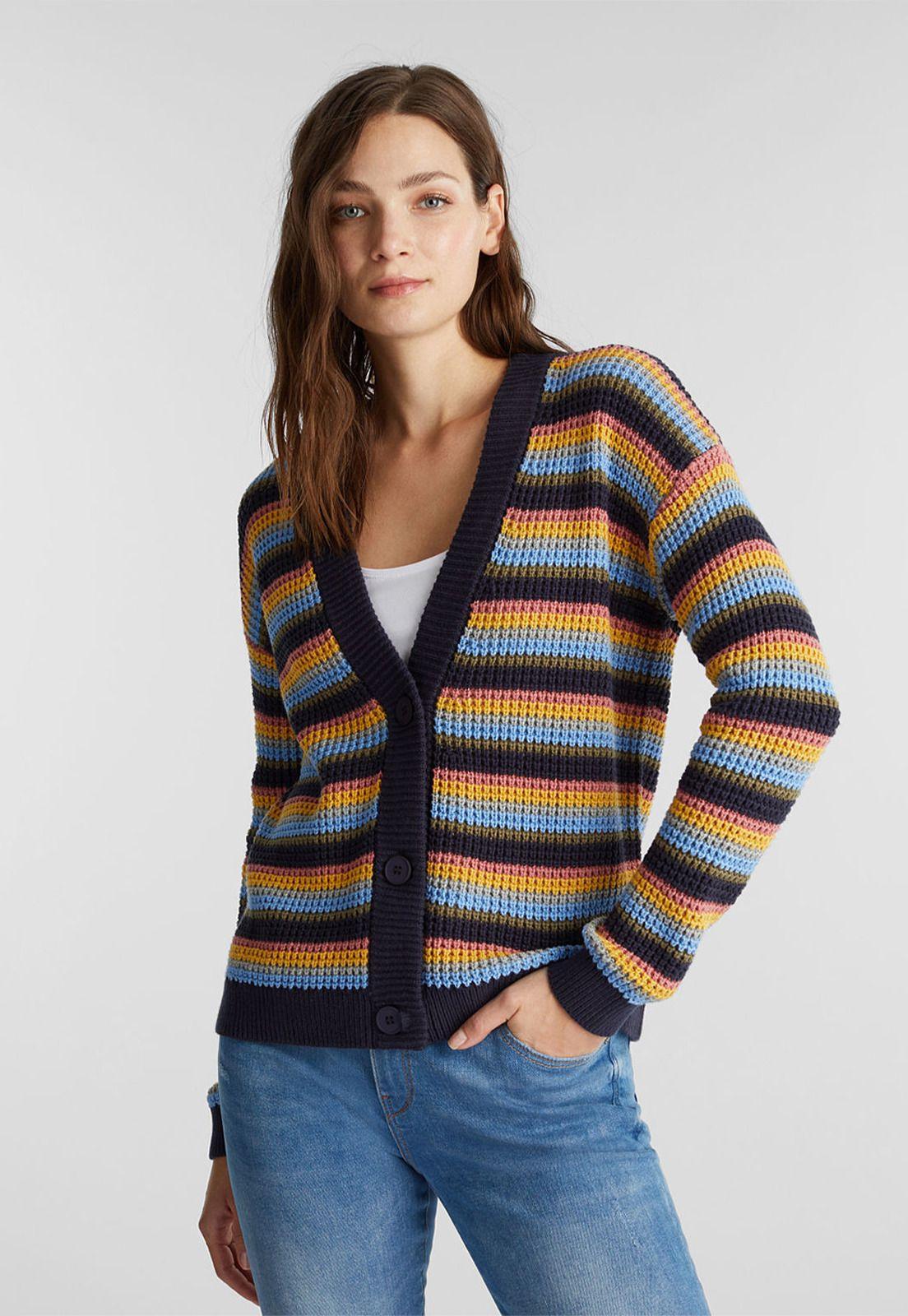 Cardigan Mujer Con Botones Rayado Esprit-0