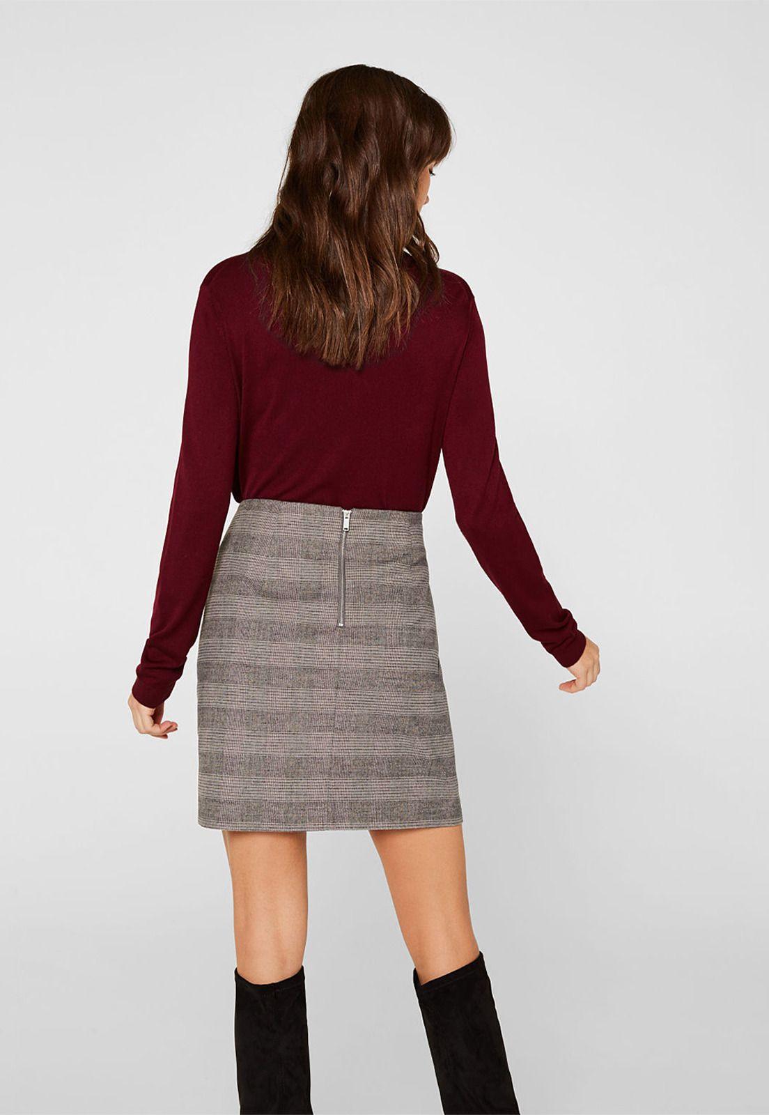 Falda Midi a cuadros Esprit-1