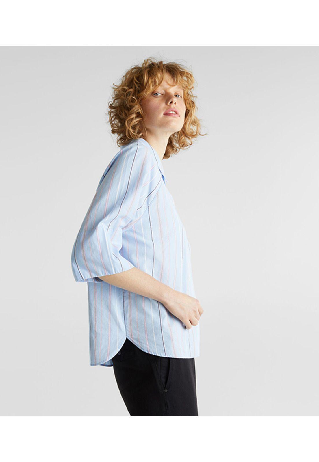 Blusa camisera a rayas-0