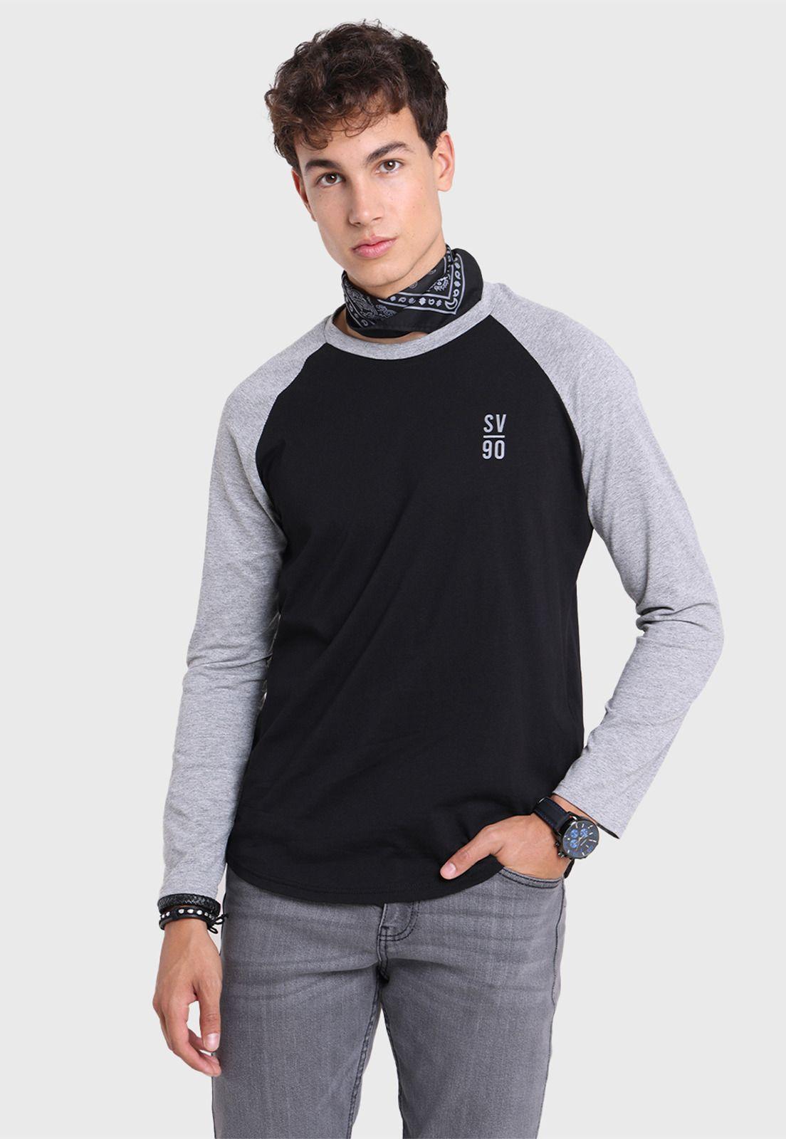 Polera Manga Larga Bicolor Hombre Soviet SPO2734NE-0