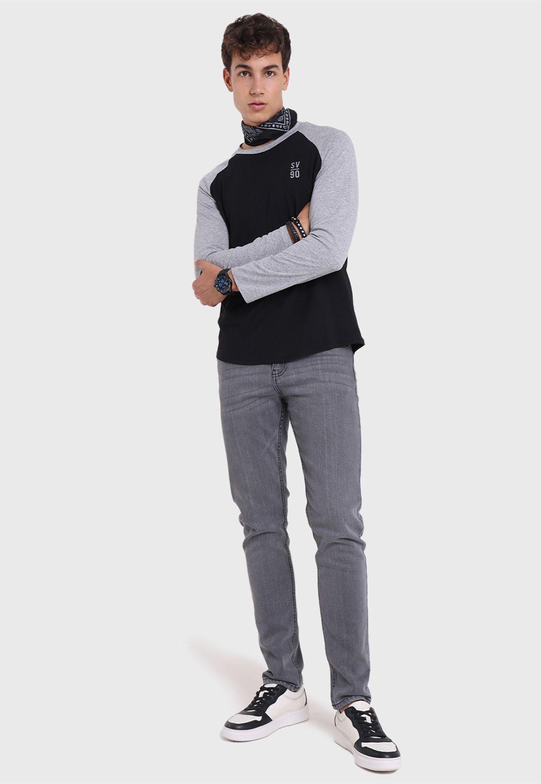 Polera Manga Larga Bicolor Hombre Soviet SPO2734NE-5