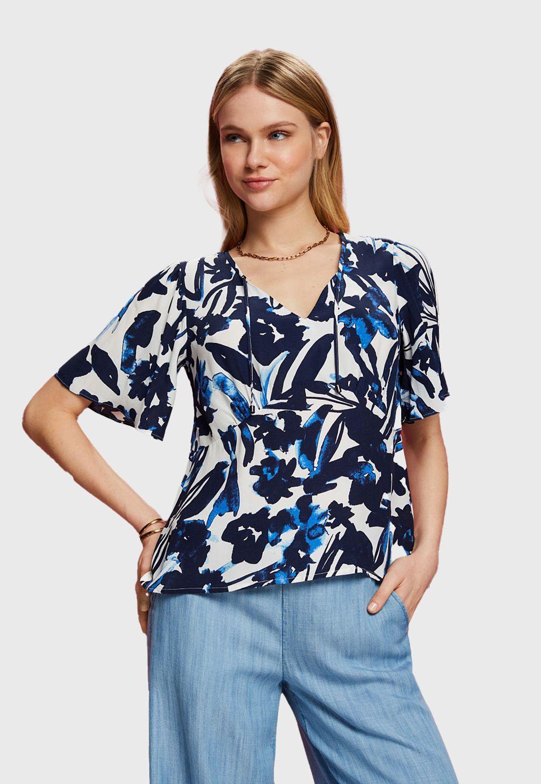 Blusa De Viscosa Estampada Mujer Esprit Violeta-0