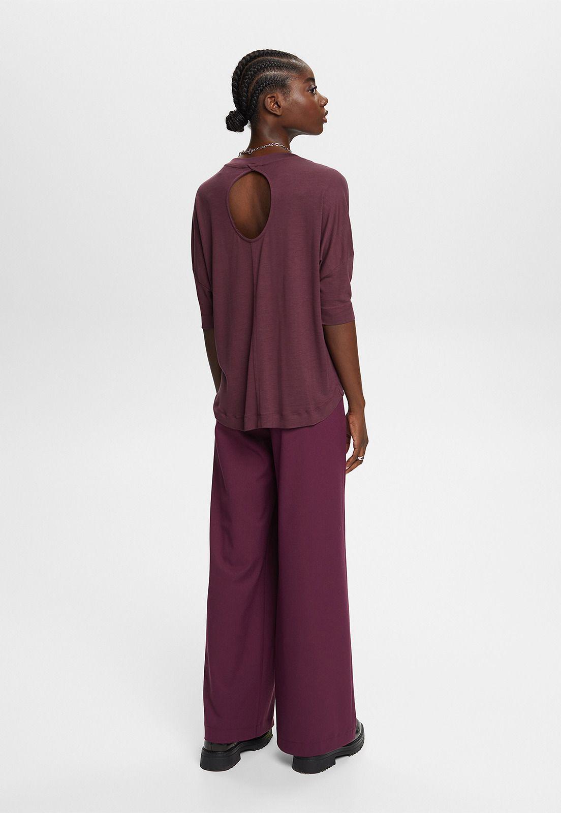 Blusa de punto manga 3/4 y recorte de espalda Mujer Esprit-1