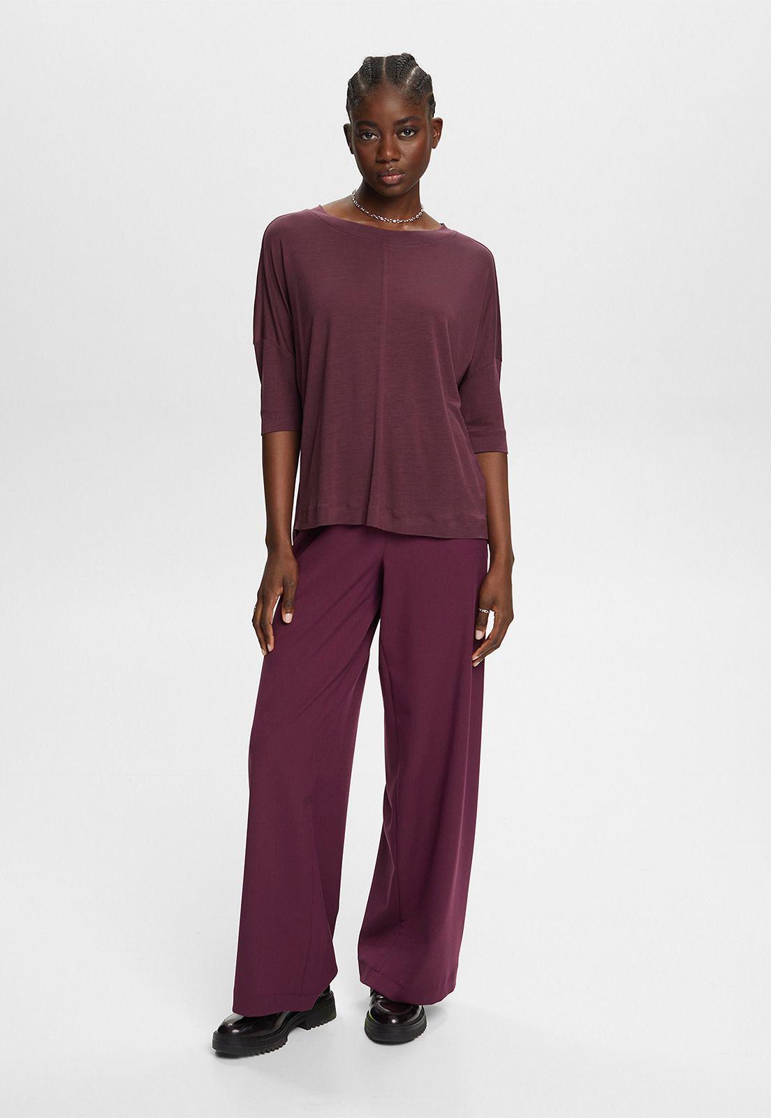 Blusa de punto manga 3/4 y recorte de espalda Mujer Esprit-2