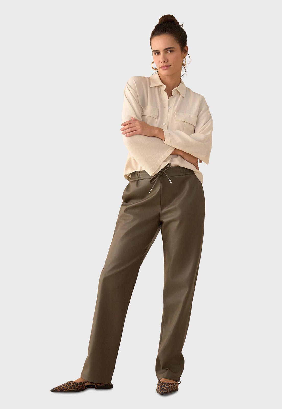 Pantalón efecto cuero Mujer Esprit 631G018-2