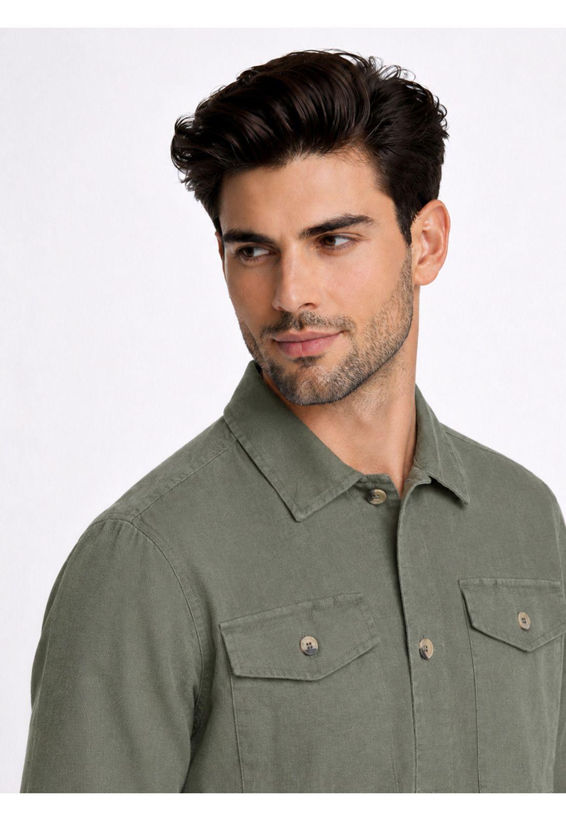 Sobrecamisa Lino-Algodón Regular Fit Verde Piero Butti PBDVF64VE-2