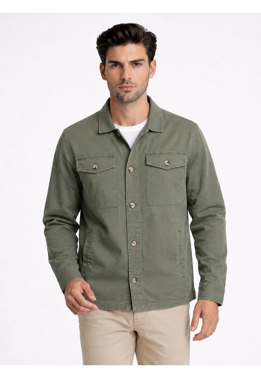 Sobrecamisa Lino-Algodón Regular Fit Verde Piero Butti PBDVF64VE-4