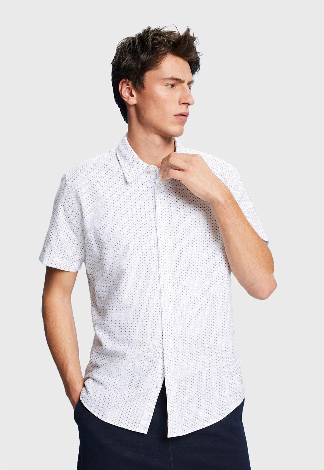 Camisa Estampada De Puntos Hombre Esprit Verde claro-0