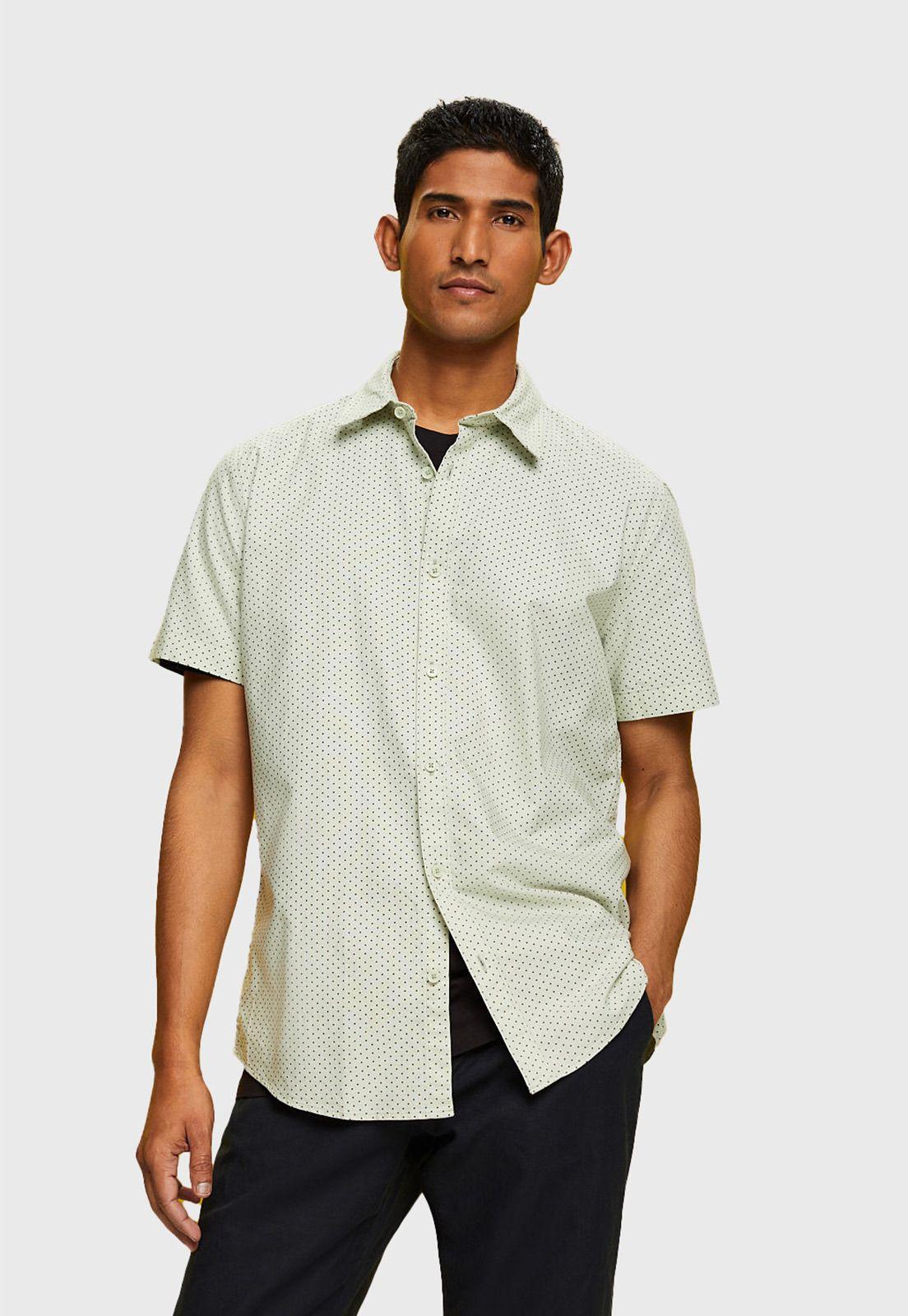 Camisa Estampada De Puntos Hombre Esprit Verde claro-0
