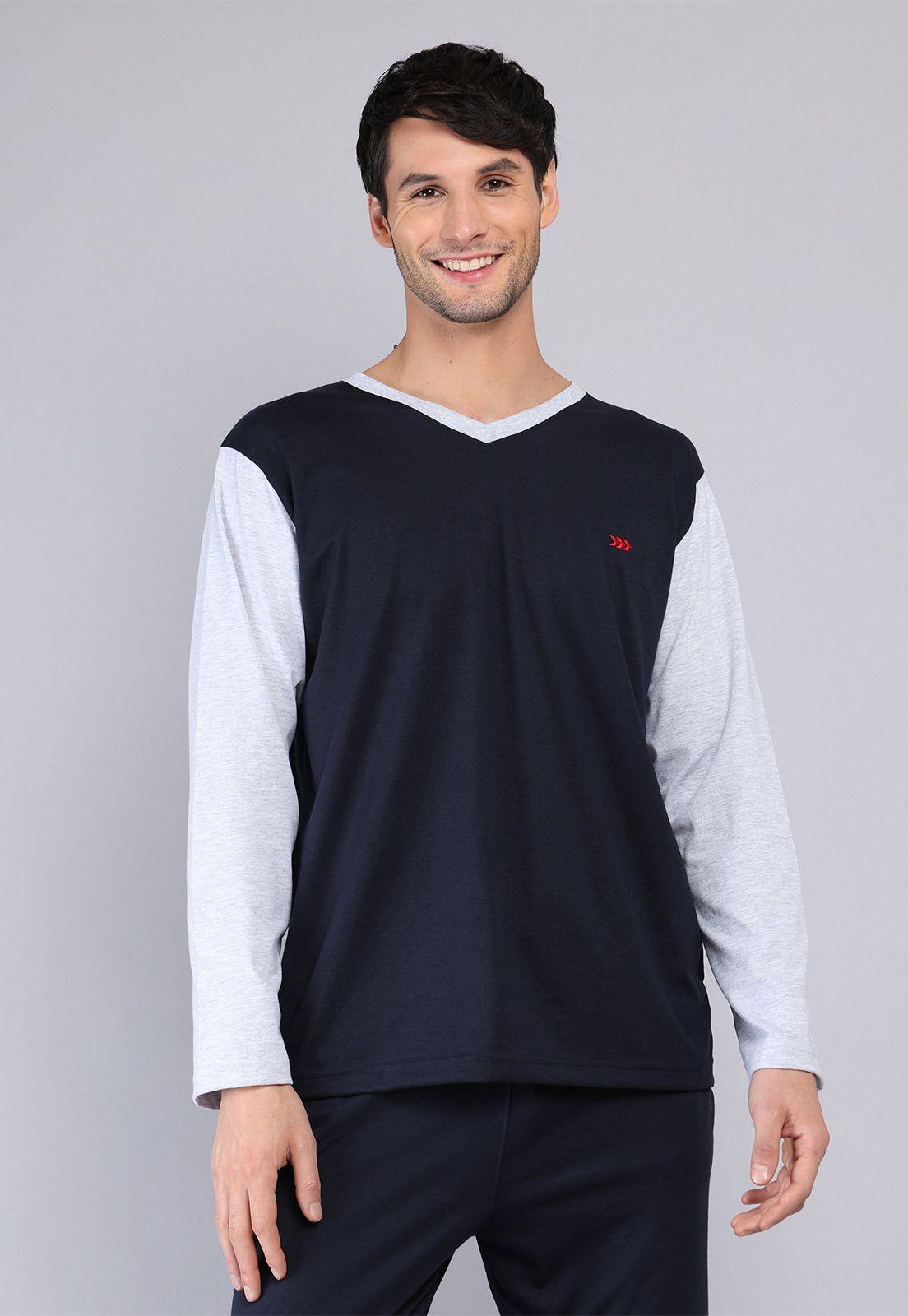 Pijama Largo Cuello V Arrow P1I3123AZ-2