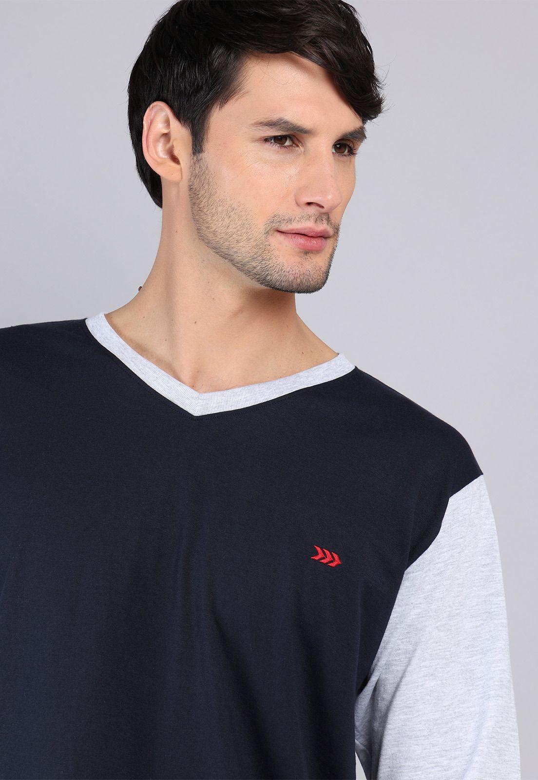 Pijama Largo Cuello V Arrow P1I3123AZ-3